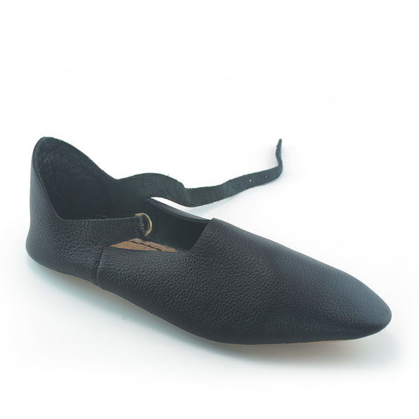 14th Century Medieval Turn Shoes Women and Men - Black middle ages shoe for women, Medieval shoes for men, crackowes, poulaines, medieval turn shoe