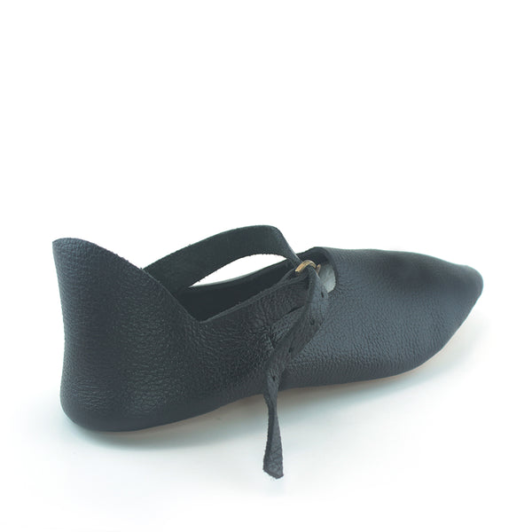 14th Century Medieval Turn Shoes Women and Men - Black middle ages shoe for women, Medieval shoes for men, crackowes, poulaines, medieval turn shoe