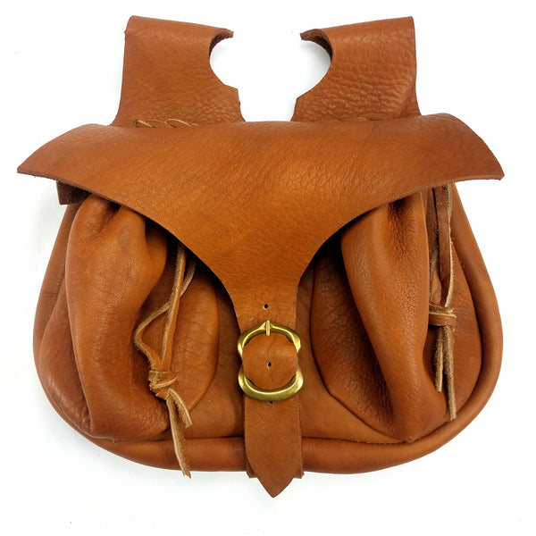 Campaign Leather Renaissance Belt Pouch - front view Brown good for Dagger's or bollock knife and large to hold any smartphone