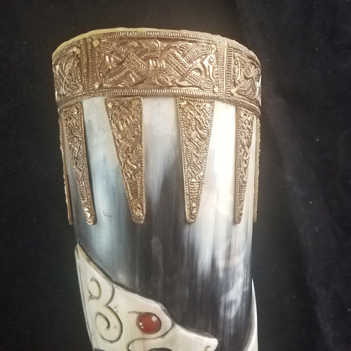 Horn, Norse Fenrir Themed Large Drinking Horn, Horn 03-18