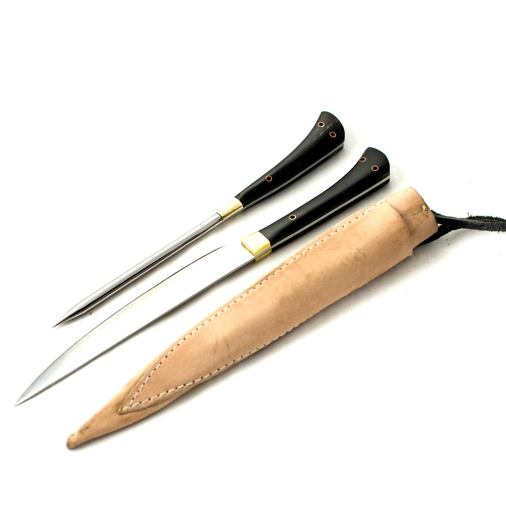 Medieval Knife & Pricker Feast Gear - eat like in noble historicaly accurate feast gear with double scabbard for medieval reenactment, Rennaissance fair, LARP, and SCA feasting.