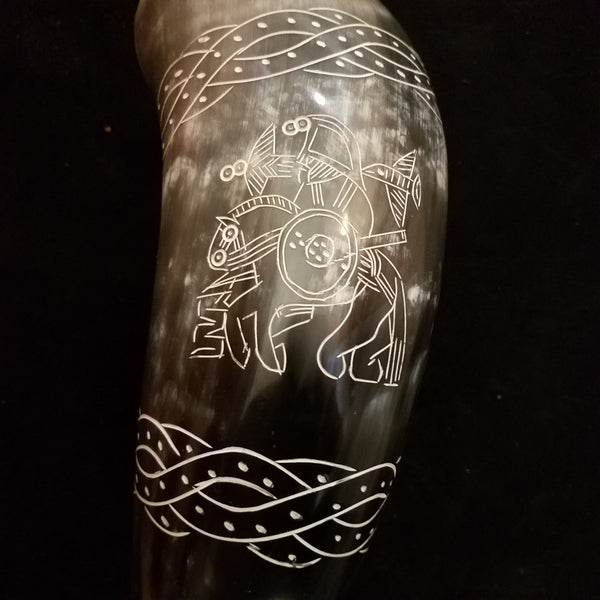 Saxon Drinking Horn with Sutton Hoo Odin Motif | Boots by Bohemond - anglo saxon drinking Horn scandinavian sutton hoo