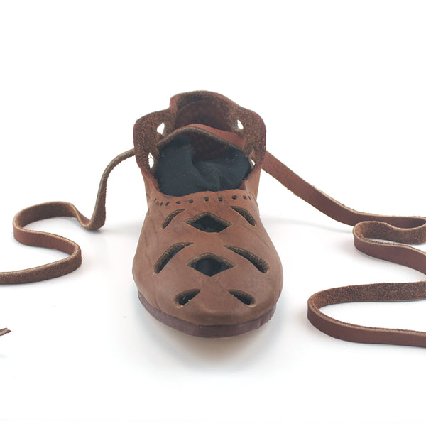 Slavic Eastern Viking Shoes - 8th to 11th Century features Viking shoe, laced Viking shoe, Viking shoe punched decorative holes, Viking apron dress shoes, slavic women's shoe, historically accurate medieval viking shoes, Viking reenactment shoes, SCA viking shoes, SCA slavic shoes, LARP viking shoes, cosplay viking shoe, Viking age shoes women