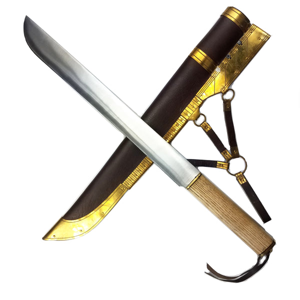 Viking Langseax Short Sword from Gotland #23 - Sharpened Norse Longseax, Viking age short sword, Viking blade, stainless steel, Long Seax, Seax Scabbard decorated