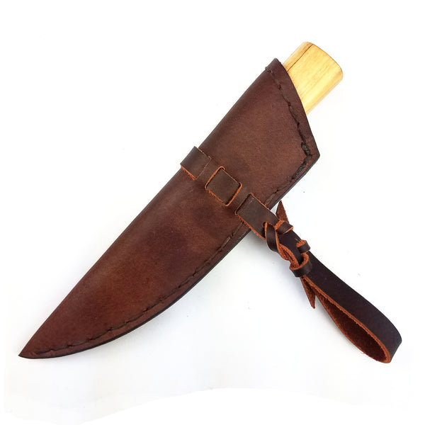Seax Viking tool steel Knife from Birka #7 - maple, tool steel, historical vegetable tanned leather Scabbard found at Birka, Sweden, Norse Viking age knife scabbard